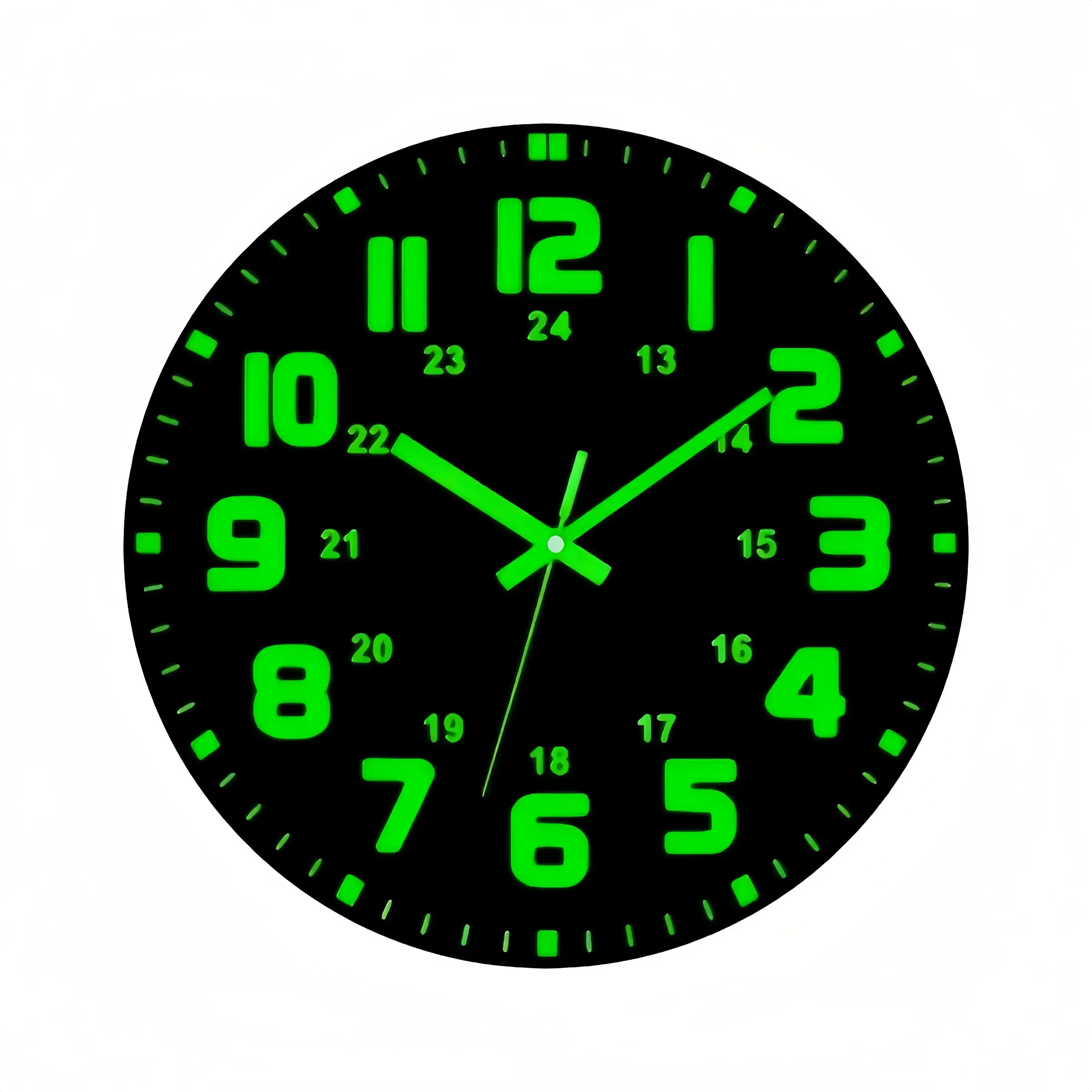 Luminous Wall Clock, Glow In The Dark, 12 Inch Silent No Second Hand Vinyl Round Clock, Digital and Pointer, Aa Battery Powered, Bedroom and Living Room Decor, Wall Clock Decorative, Silent Digital Clocks, Battery Operated Wall Clock