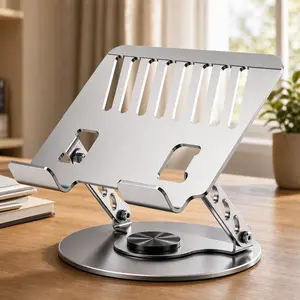 Laptop Stand for Desk, 360° Swivel Adjustable Foldable Notebook Holder, Ergonomic Laptop Riser with Wide Cooling Ventilation, Heavy Duty Stable Computer Stand for MacBook, Gaming Laptops, Desk Setup Must Have for Work, Study, Travel and Home Office
