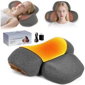 Gifts for Mom, 3-in-1 Electric   Pillow with Heat - Rechargeable   Traction Device with Heat, Massage, Electric Stretch,    Relaxer (Gray Pillow)