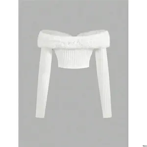 SweetinaOffShoulderFuzzyTrimCropPinkJacket