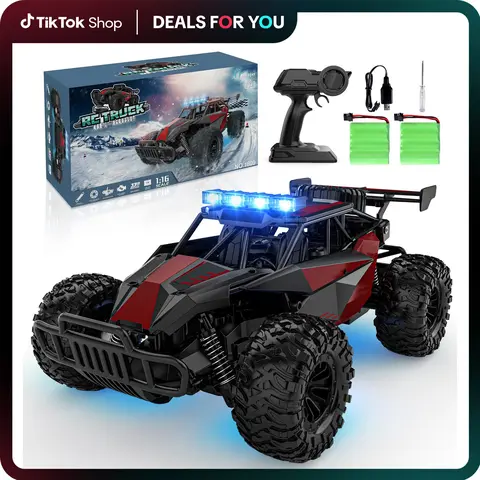 Aiencsai 1:12 Scale Durable Plastic 2.4GHz Remote Control Monster Truck - 33 km/h High Speed, Off-Road, LED Headlight, 1400mAh Rechargeable Battery, 50m Control Distance, 70 Mins Runtime, Toys for Boys, Teen Boy Gifts Outdoors, for 8+ Enthusiasts