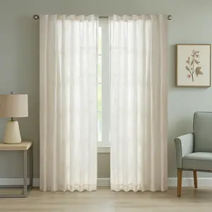 Window Curtain Panels White for Bedroom, Living Room
