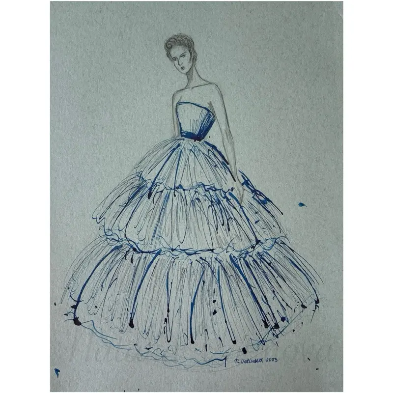 Ink Fashion Illustration by Natalia Votinova 9x12 - Original Artwork – Signed