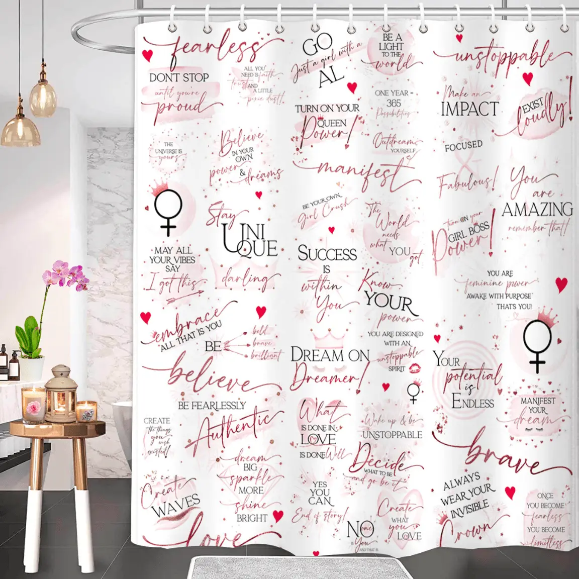 Girl Boss Shower Curtain - White