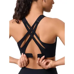 High Impact Sports Bra for Women – High Support Molded Cups, Adjustable Straps & Back Closure, Cross, Workout & Running Bra