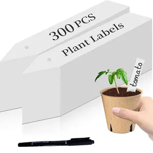 1 Set of 300Pcs 4" Plant Labels with Marker Pen, Waterproof Plastic Plant Tags for Outdoor Seedlings Vegetable Garden Signs Markers Label Stakes, Garden Accessories
