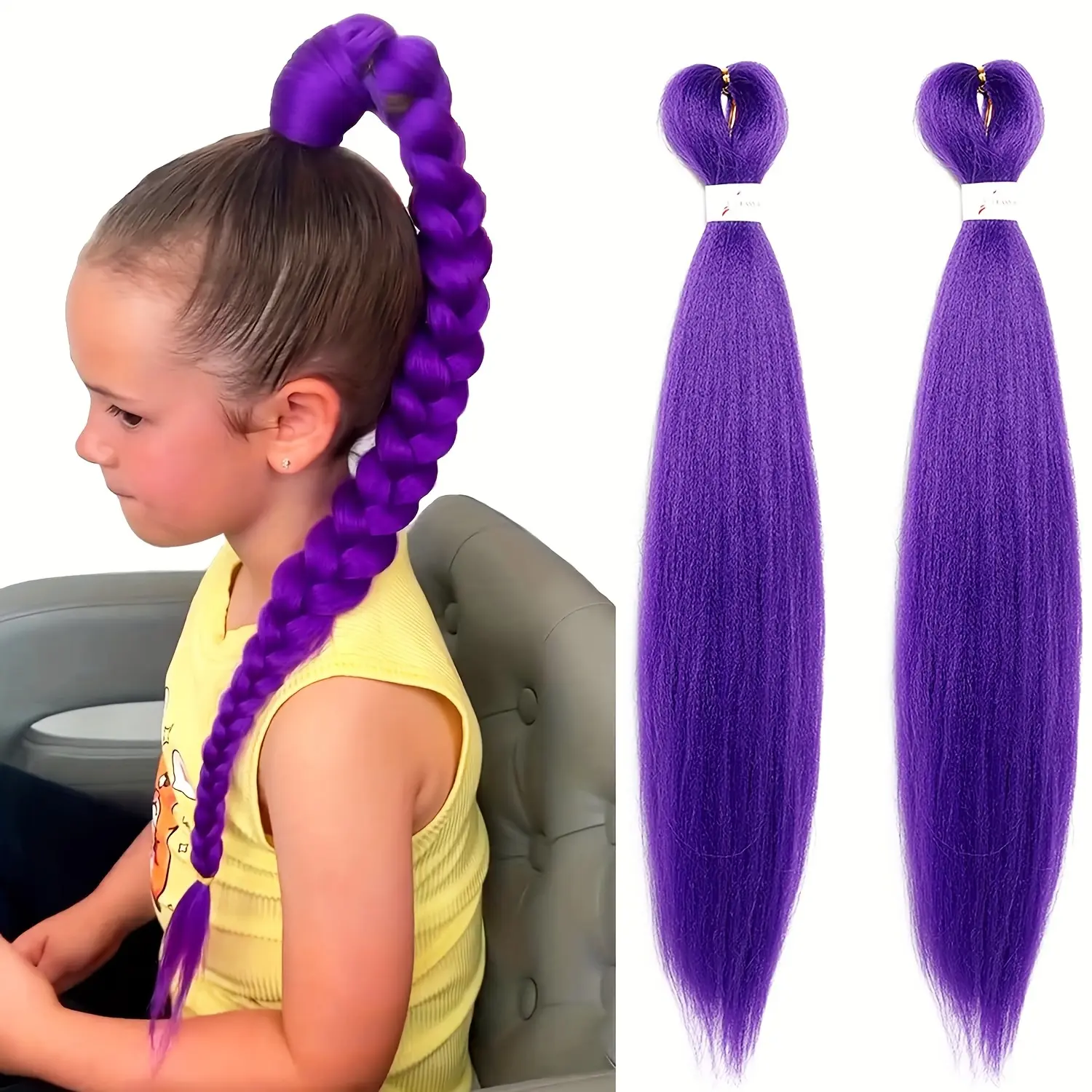 2 Pack Deep Braiding Hair Extensions, Synthetic Braids, Pre-Stretched Yaki Texture Synthetic Fiber, Heat Resistant Natural Look for Men & Women, Braided Hair Texture, Synthetic Hair Pieces, Synthetic Hairpiece, Synthetic Hair Hairpieces