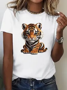 Adorable Little Tiger Print - Women'S Trendy Casual Sporty T-Shirt