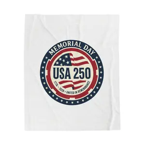 USA 250 Memorial Day Velveteen Plush Blanket | vintage distressed, red white blue