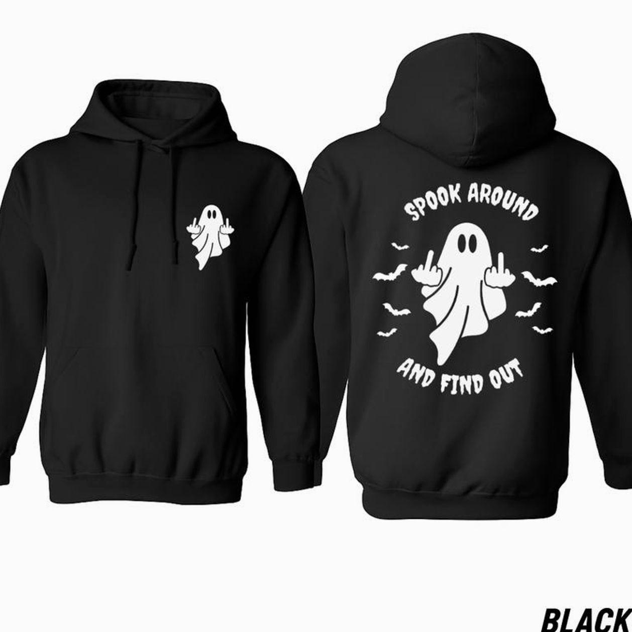 Spook Around Halloween Hoodie, Funny Ghost Graphic Hoodie, Trendy Halloween Graphic Hoodie, Casual Outfit, Comfortable Menswear & Womenswear Top, Gifts For Halloween, Sep23