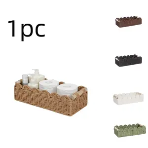 Woven storage baskets for tabletops and coffee tables, cosmetic and snack storage boxes