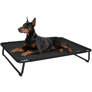 ABCPET Cooling Elevated Dog Bed Raised Outdoor Pet Bed Cots Stable Easy Assembly Teslin Fabric 1.2mm Thick Iron Frame Breathable Ultra-Sturdy Solid Design