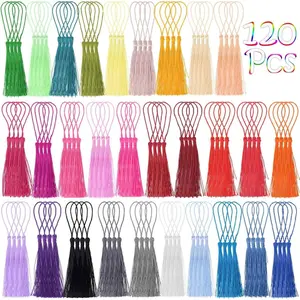 Tassels,  120 count Bookmark Tassels Silky  Soft Craft Mini Tassels with Loops for Bookmarks, Crafts and  Making, 30 Colors