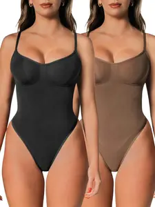 2 Pack Tummy Control Tank Bodysuit – Thong Shapewear With Snatched Waist