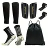 Youth Football & Soccer Protection Kit - 5-Piece Sports Protection Set with PP Plastic Shin Protectors, Breathable Antislip Socks, Self-Adhesive Bandages, Portable Carry Bag, US Size Guide for Match Injury Prevention (Soccer & Football Equipment), Soccer