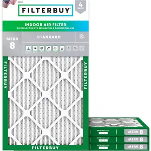 Filterbuy 16x32x1 Air Filter (4-Pack), Pleated MERV 8 Dust Defense HVAC AC Furnace Air Filters (Actual Size: 15.50 x 31.50 x 0.75 Inches)