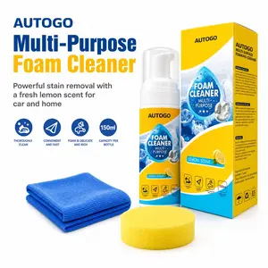 Lemon Scented Multi-Purpose Foam Cleaner Spray Kit, Heavy Duty Deep Cleaning Stain Remover for Car Interior, Car Seat, Sofa, Home and Kitchen Detailing