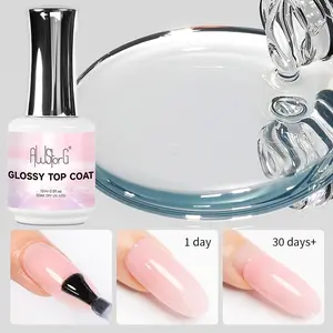 AWStorG 15ML Glass Effect Top Coat Gel, Anti-Scratch Durable Nail Care, High Shine，Long-Lasting Protection for Gel Nails, Suitable for Manicure and Pedicure