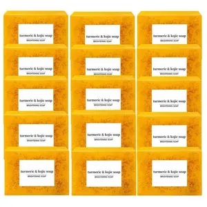 Lemon Turmeric Skincare Glycerin Soap Gift Set, 15-Piece Brightening Cleansing Facial & Body Wash, Moisturizing Body Care Oil, Daily Skin Care Kit for Men Women
