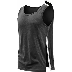 Unisex Post Shoulder Surgery Tank Tops, Side Snap Access Tear Way Sleeveless Shirts, Recovery Tear Away T-Shirt