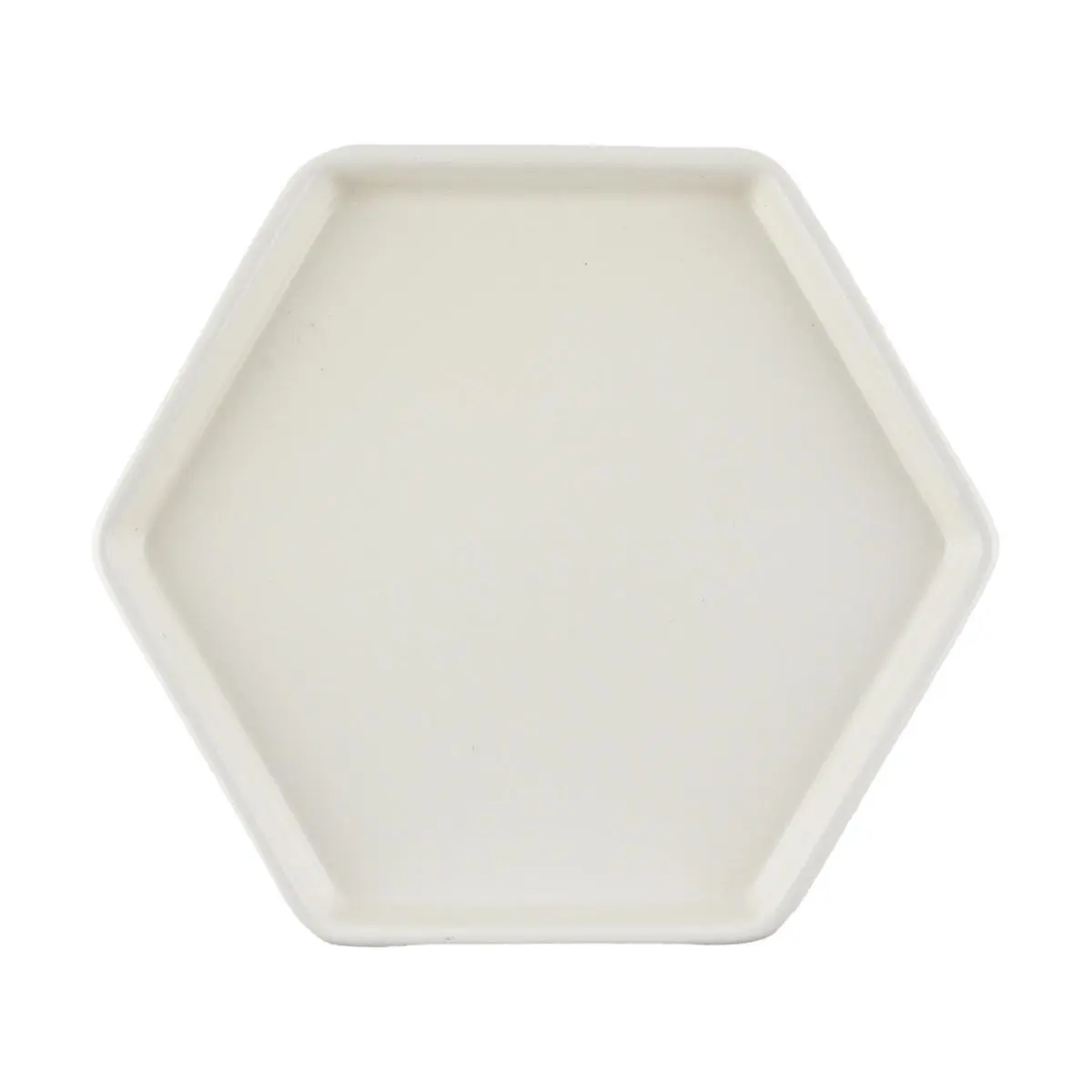 SSUEIM Mariebel Korean Ceramic Hexagon Plate 185mm - Dessert Cake Snack Dish, Creamy White