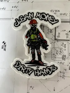 Dirty Hands Clean Money Sticker, Lineman Hard Hat Sticker, Lineman pride, Linelife, Blue Collar Stickers, Gift for Electrician..