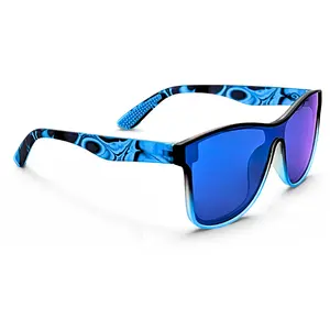 Aqua Volt Sunglasses - Black & Aqua Marble Frame with Aqua-Mirrored Lenses UV400 Polarized Grip-Tip Arms for Comfort part of the Static 2.0 Collection