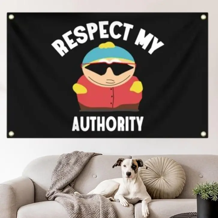 Respect My Authority Tapestry Funny Flag 3X5 Ft for Indoor Outdoor Wall Tapestry for Lawn Holiday Party Garden Yard Decor Banner