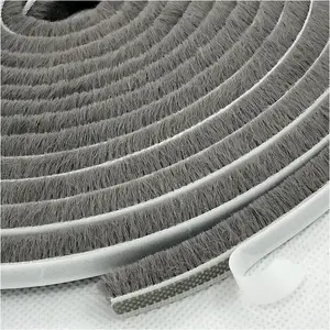 Weather Stripping Brush for Sliding Windows/Doors Frame Side,Pile Self Adhesive Weatherstrip Seal Strip Sealer Draft Stoppers (16.5Ft X11/32 X 3/16 Brush Inch, Grey) LOVEC