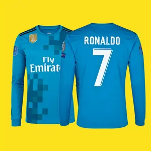 17 18 Away Soccer Jersey 7 Cristiano Ronaldo Long Sleeve Jersey Fans Version