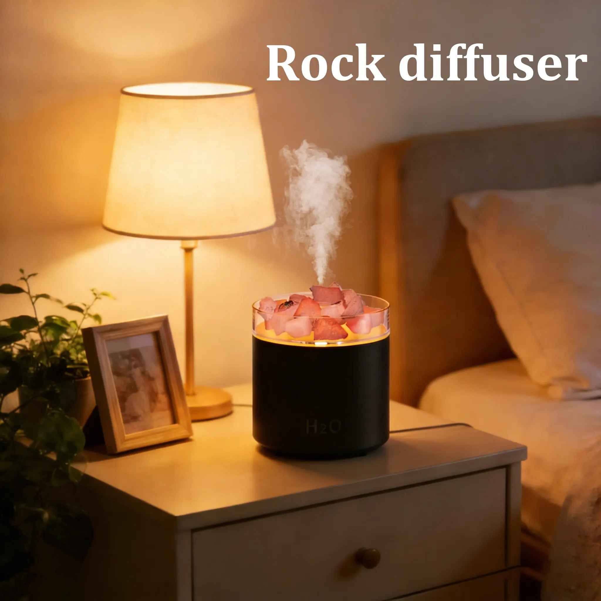 Diffusion Machine Rock Scent Diffuser Aromatherapy Machines USB Powered Seven-Color Atmosphere Light 160ML Capacity Mist Aromatherapy Suitable for Bedroom Office Living Room Aromatherapy Diffusers