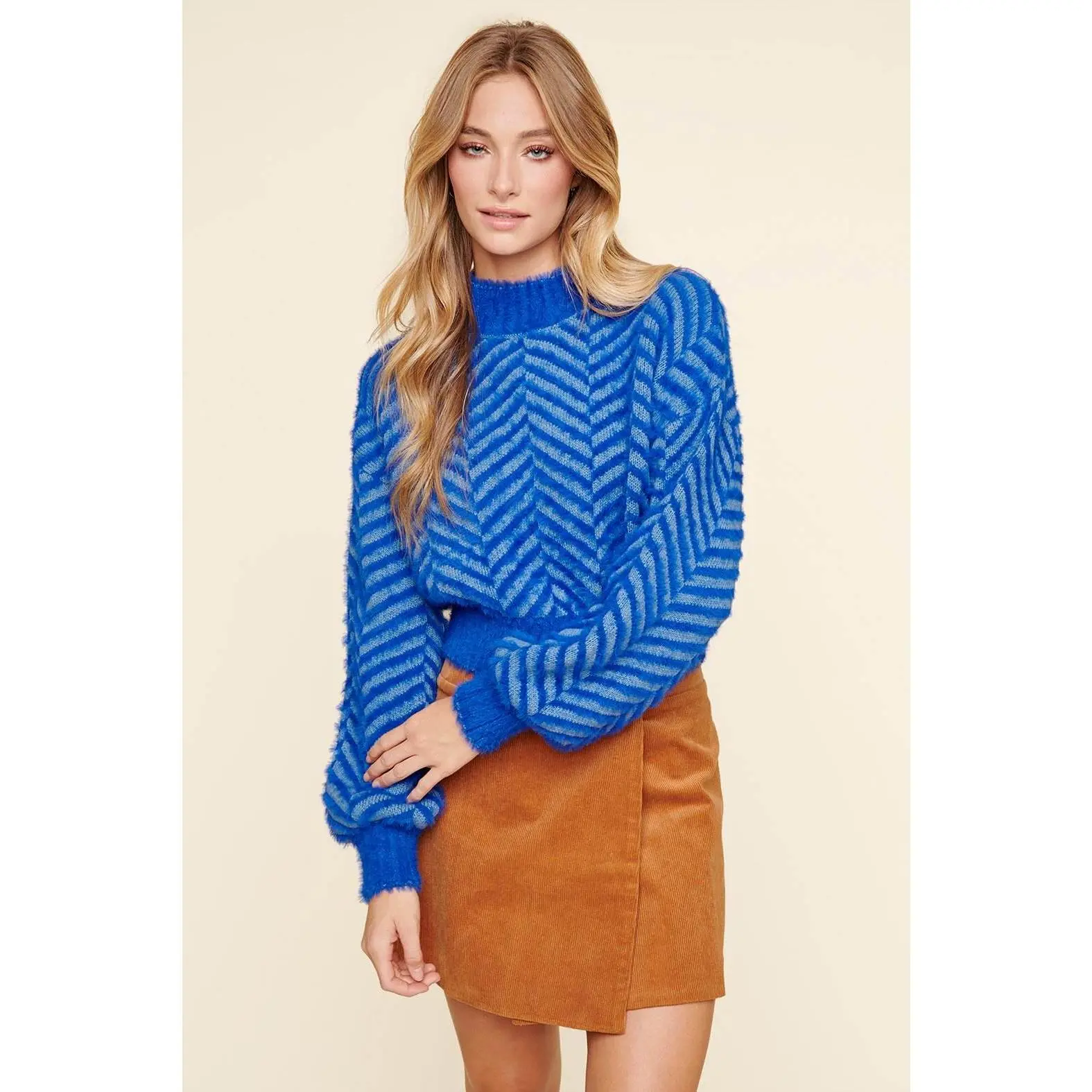 Cheshire Cobalt Eyelash Chevron Sweater