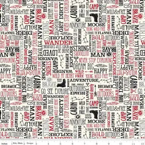 Wild at Heart Cream Words Cotton Fabric