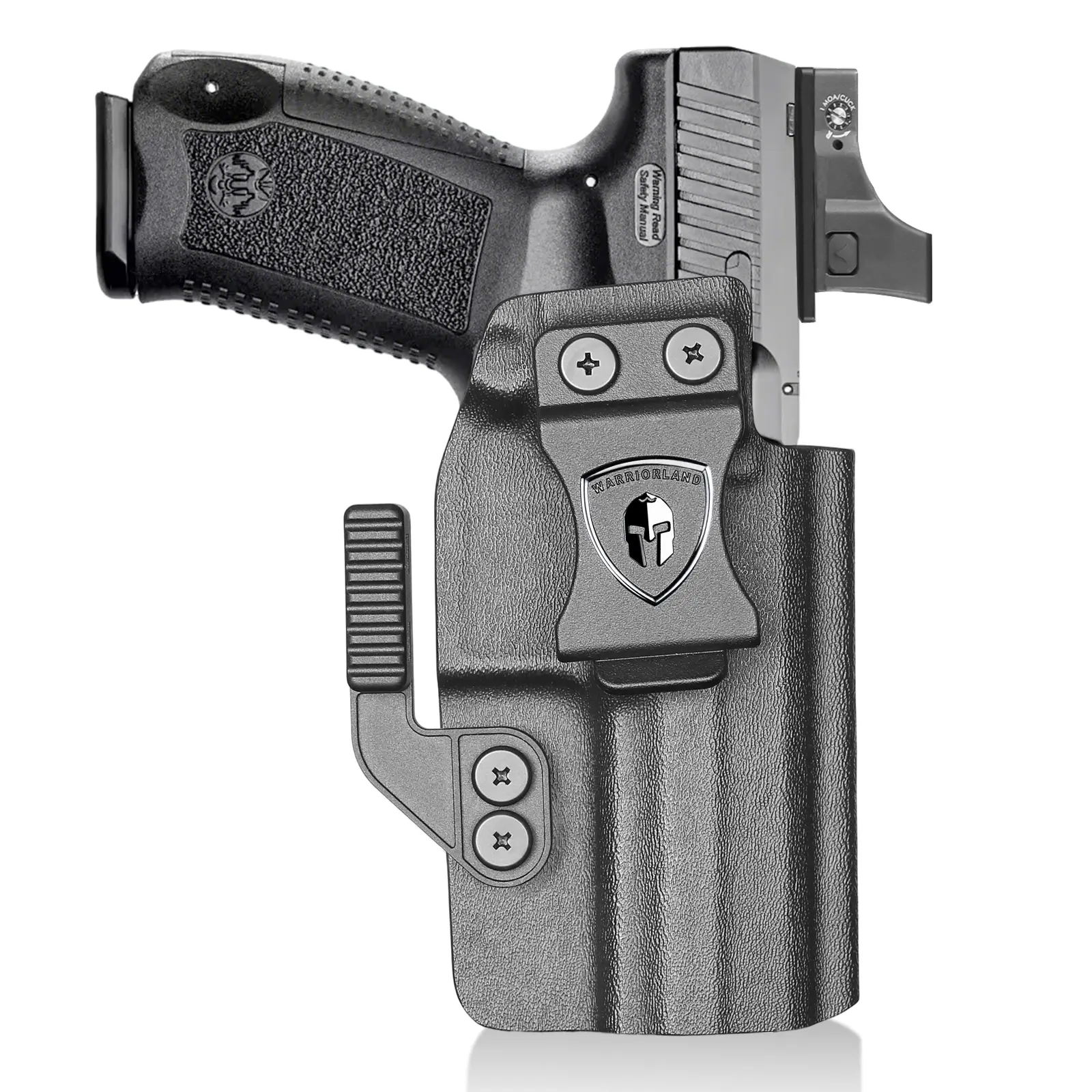 WARRIORLAND Kydex IWB Holster for Canik TP9SF/TP9DA, Right Hand Draw with Optic-Compatible Cut, Full-Length Sweat Guard and Versatile Carry Angle for Everyday Carry, Kydex Holster, Claw, Concealed Carry, Custom Fit
