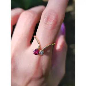 18k Ruby and Diamond Chevron Ring