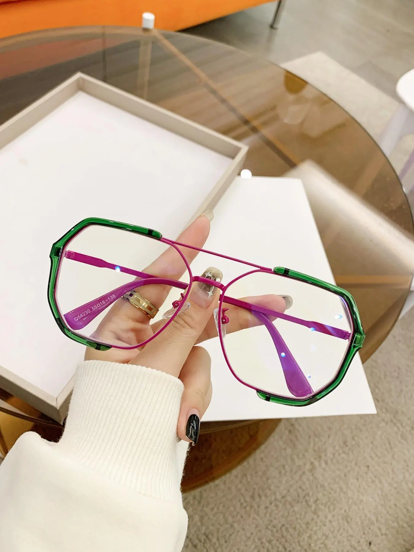 Unisex Simple Style Geometric Frame Eyeglasses, Trendy Casual Eyeglasses for Everyday Use, Modern Fashion Accessories for Outdoor Activities, Fashionable Frames Glasses, Stylish Trendy Eyewear, Eyewear Lux Trendy