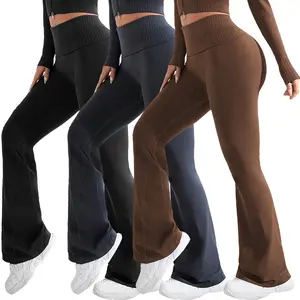3 Pack High-Waisted Flared Pants for Women Foldable Waistband Leggings Versatile for Lounge, Yoga, or Casual Wear Comfortable, Stretchy & Breathable Fabric(Autumn New Arrivals)