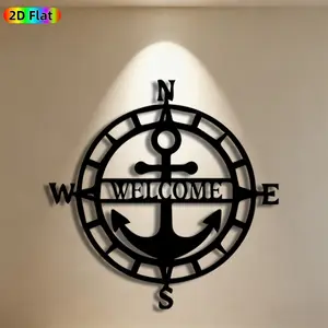 1pc Anchor & Compass Metal Wall Art, Nautical Anchor Statue Mural, Ideal Gift for New Year, Easter, Nautical Decor Enthusiasts, Weather-Resistant Metal Wall Decor Wall Sculptures, Perfect for Patio Wall & Garden Fence, Stunning Outdoor Decor