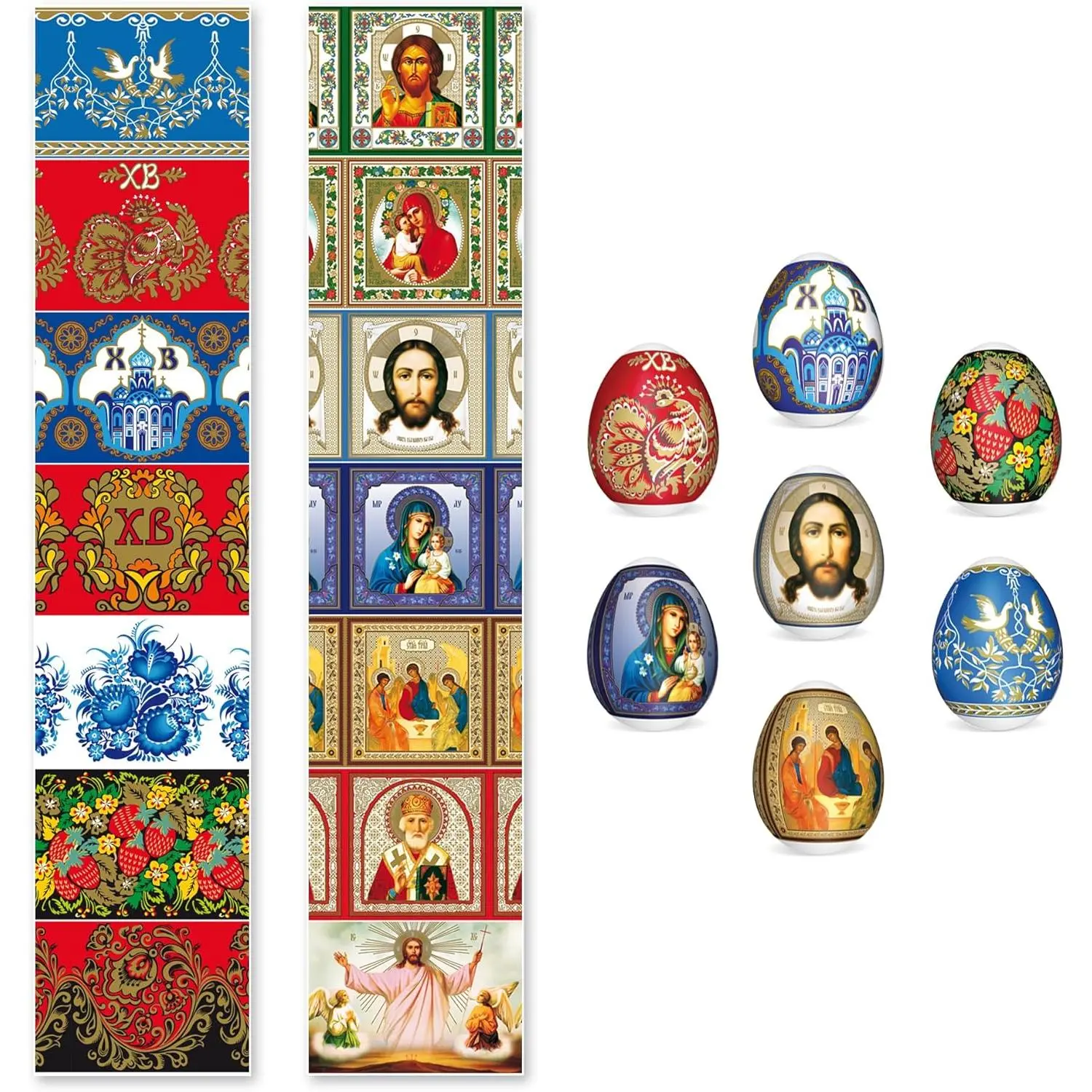 14 Pcs Egg Wraps Easter Set - Traditional Easter Egg Shrink Wrappers - Ukrainian Easter Egg Decorating Kit - Othtodox Easter Egg Wrappers for Pysanka - Thermo Easter Egg Sleeves