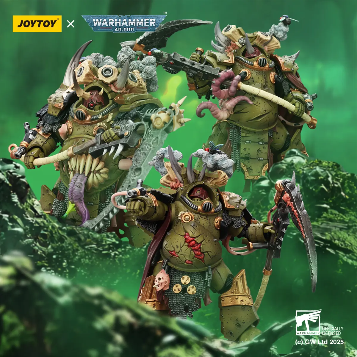 JOYTOY Warhammer 40k 1/18 Action Figures Death Guard Deathshroud Terminator Champion with Manreaper and Plaguespurter Gauntlets