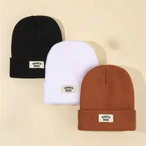 3/4pcs Solid Color Knit Hats, Plush Ball Cute Winter Hat For Boys/Girls