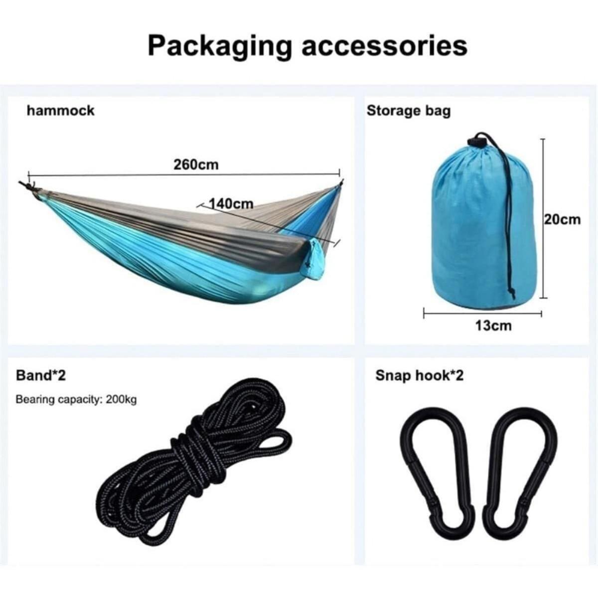 Large Camping Hammock, Two-color Design, Spacious Double Hammock with Storage Bag, Strong Load-bearing Capacity, Portable and Easy To Use, Suitable for Camping, Beach, Hiking and Other Outdoor Leisure Activities