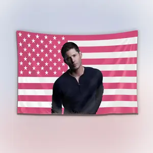 Jensen Ackles Tapestry, Supernatural TV Show Actor Wall Hanging Decor, Retro Fandom Art Banner, Bedroom Wall Art, Gift for Fans