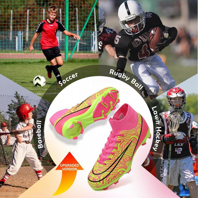 Kids Soccer Cleats Boys Girls Soccer Shoes Firm Ground Football Shoes for Indoor Outdoor Size (Little Kid/Big Kid)