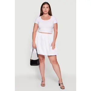 Plus Size Poplin Mini Bubble Skirt
