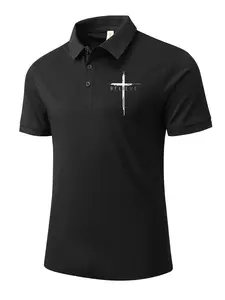 Simple Style Believe Cross Polo Shirt, Perfect for Casual Daily Wear and Faith Expression, Comfortable and Stylish Design