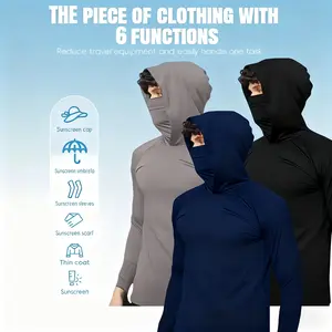 3-Pack Men's Slim-Fit Quick-Dry Hooded Sweatshirts - UPF Long Sleeve Shield Shirts, Breathable Lightweight Suits for Surfing, Fishing, Boating & Outdoor, Fall And Winter Clothing Athletic Apparel Athletic Fashion Activewear Running