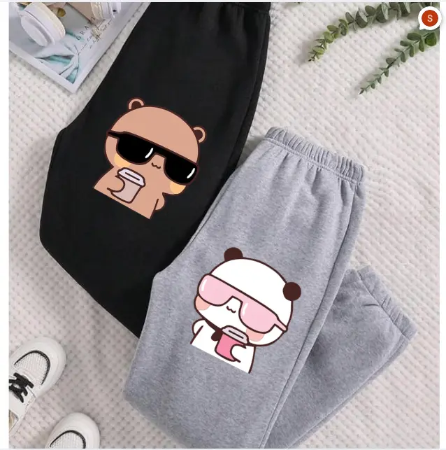 Bubu Dudu Couple Sweatpants, Cool Panda Bear Wearing Sunglasses Sweatpants, Funny Matching Valentine's Day Sweatpants, Trendy Top Sweatpants, Unisex Cotton Graphic Casual Sweatpants, Gift For Couple, Best Gift SS