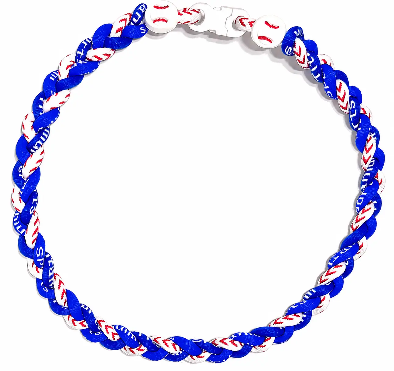 Tornado 3 Rope Energy Necklace Baseball Stitch Clasp Royal Blue White
