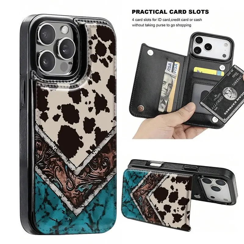 Phone Cases: 2 styles of leopard-print V-shape/wallet-style card holder cases (compatible with iPhone 17, 17 Air, 16, 15 Pro, 14, 13 Pro, 12, 11 Pro Max, Xs, and 16 Plus) and cute protective cases for Samsung Galaxy S22, S23+, S24 Plus, and S25 Ultra.